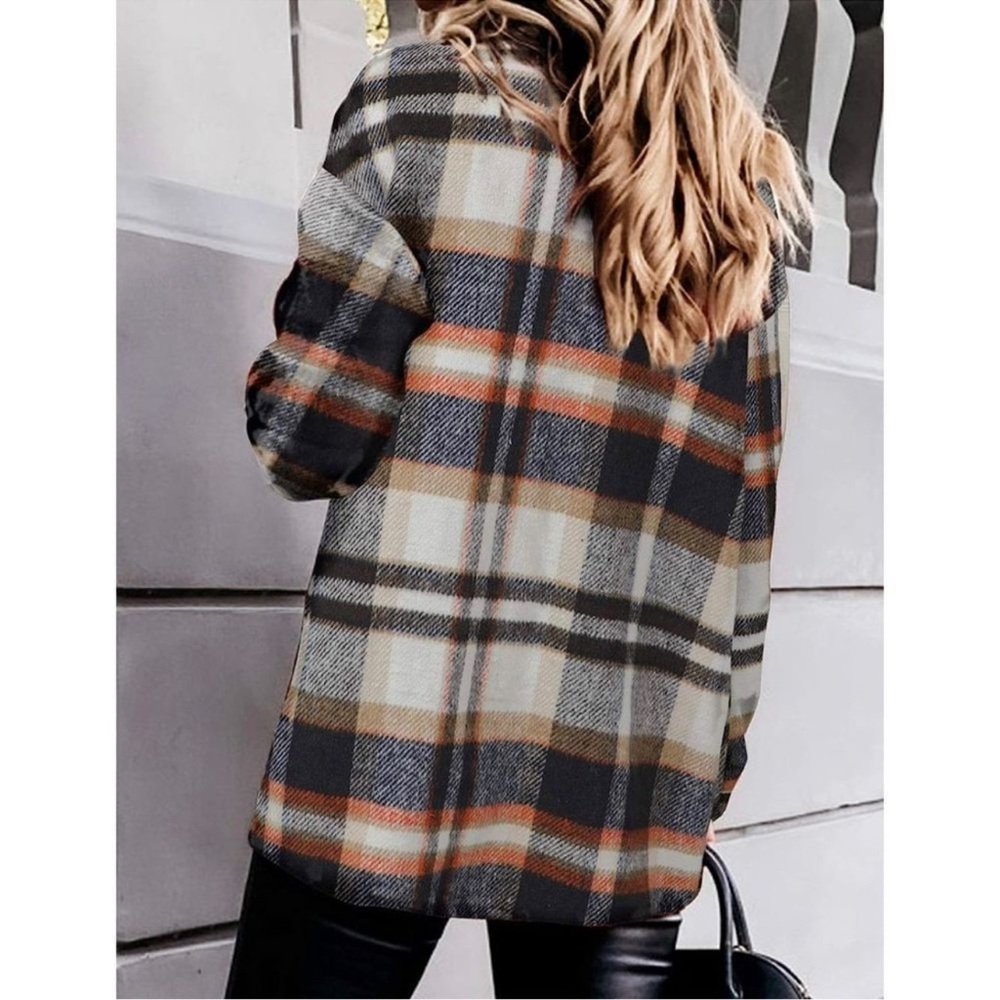 Oversized Flannel Shirt Jacket Shacket Plaid Flannel Button up Small - Picture 8 of 8